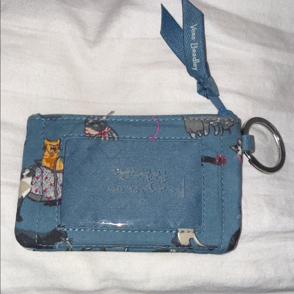 Vera Bradley Blue Cat Pattern Keychain Wallet